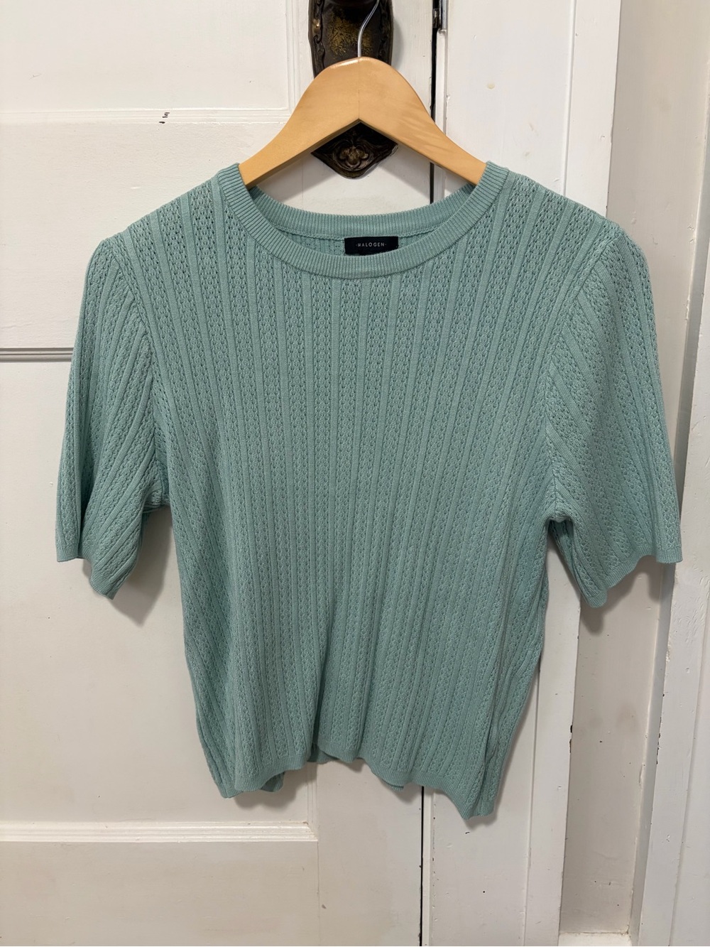 Halogen Seafoam Short Sleeve Textured Knit Top